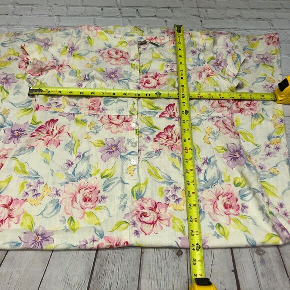 Vintage Liz Claiborne Floral Linen Button Front Dress Size 14 Petite B283 -27 - Picture 4 of 13